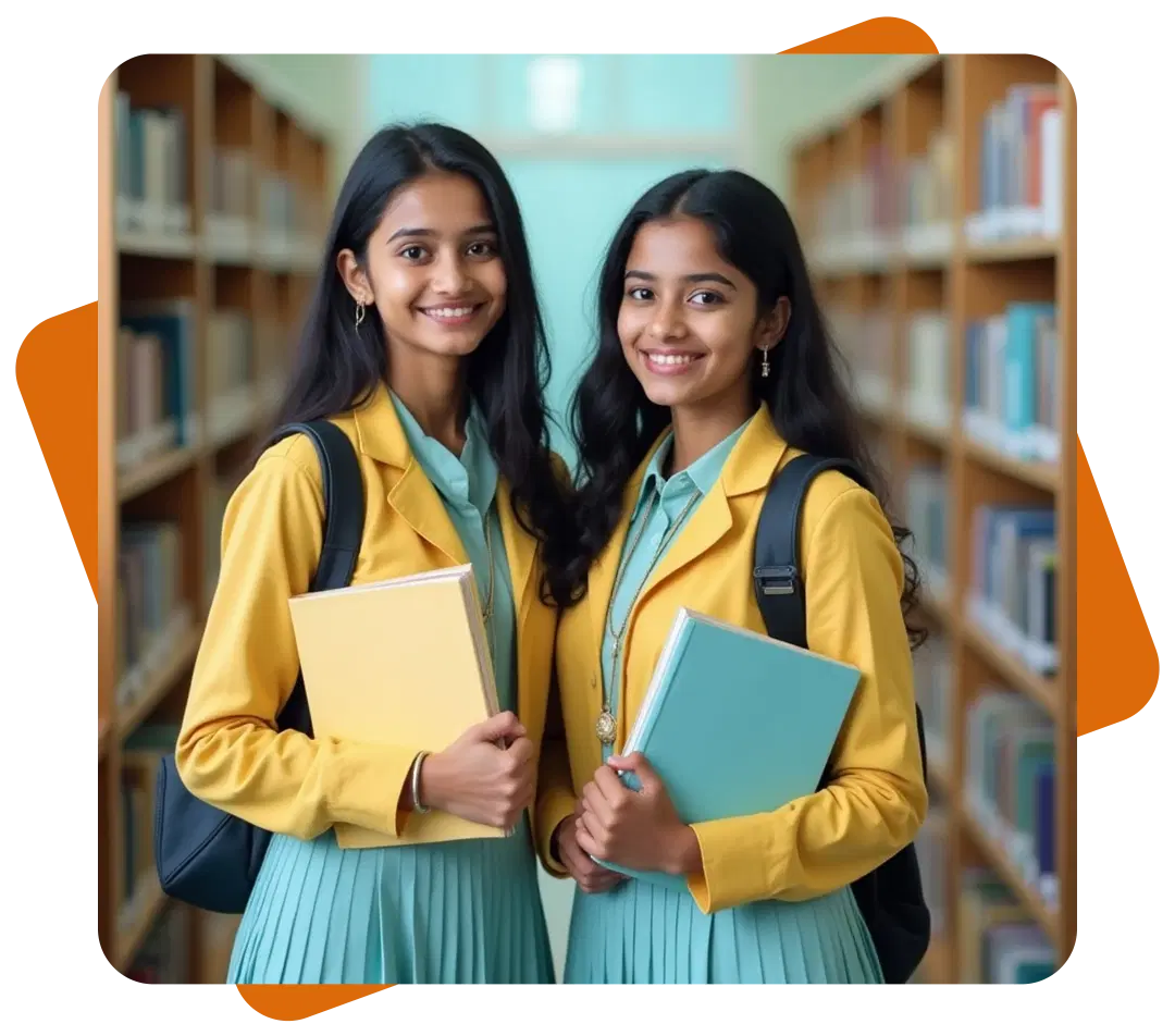 students with graduation caps